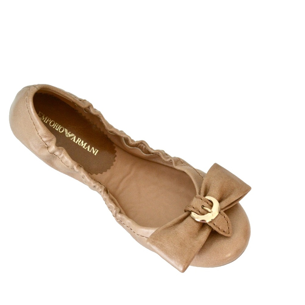 NIB EMPORIO ARMANI LEATHER FLATS CAMMEO
